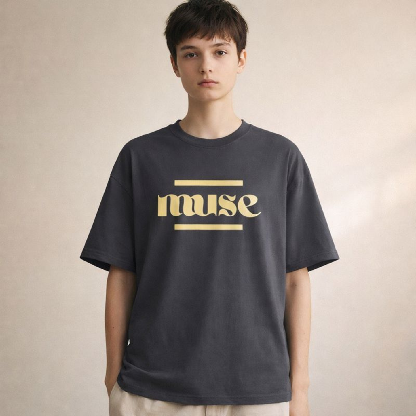 Muse Oversized T-Shirt, Unisex Streetwear Tee, Minimal Typography Graphic Shirt, Relaxed Fit Everyday Essential