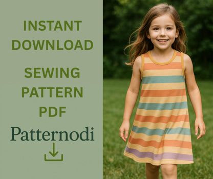 A-Line Dress Pattern PDF | Baby Girl Toddler Sewing | Kids Sundress A4 File