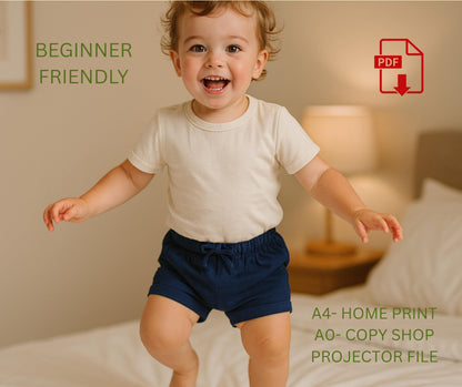Baby Bloomer Pattern PDF Newborn–3 Years Easy Shorts Sewing A4 A0 Projector Files