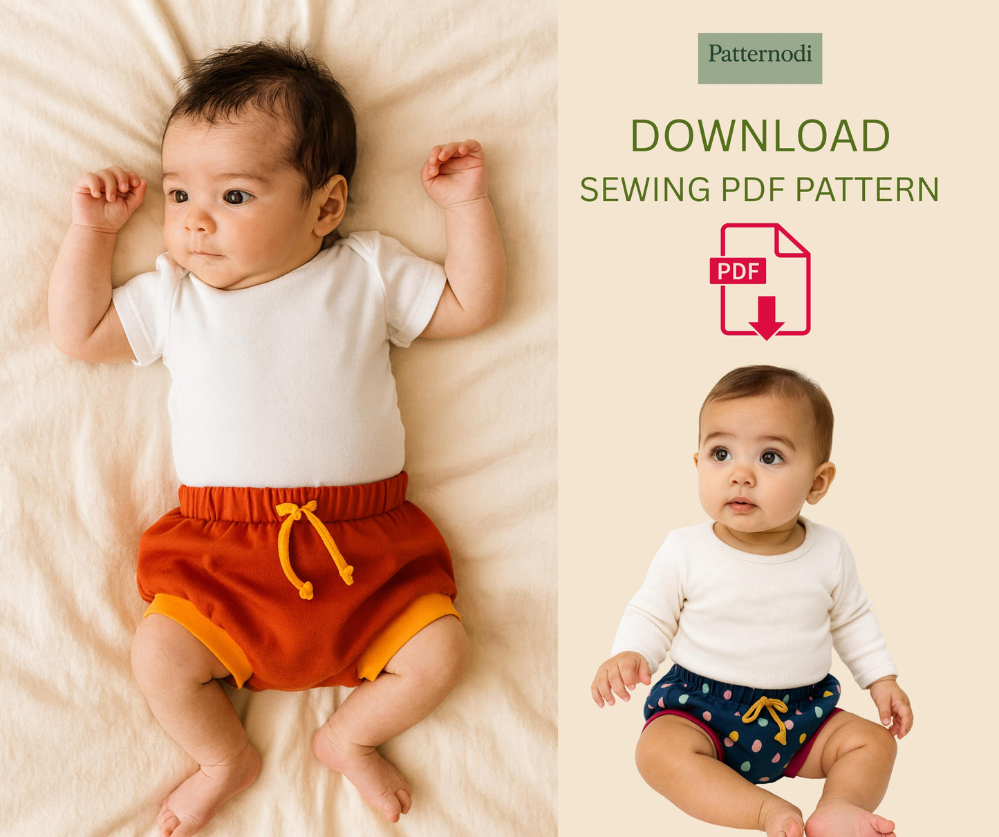 Baby Bloomer Pattern PDF Newborn–3 Years Easy Shorts Sewing A4 A0 Projector Files