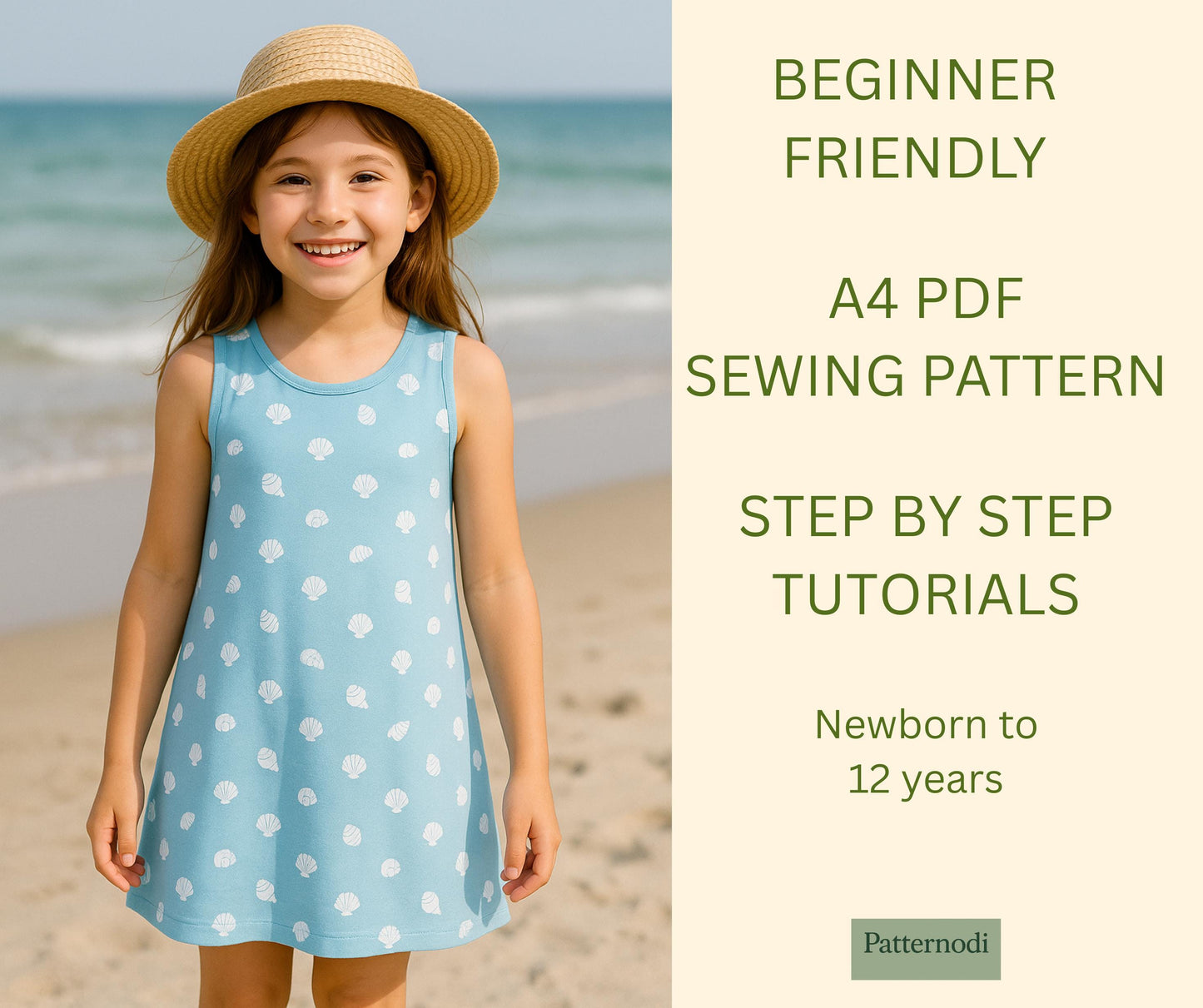 A-Line Dress Pattern PDF | Baby Girl Toddler Sewing | Kids Sundress A4 File