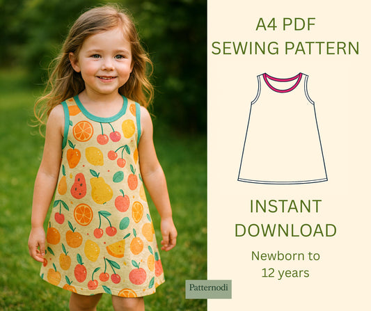 A-Line Dress Pattern PDF | Baby Girl Toddler Sewing | Kids Sundress A4 File