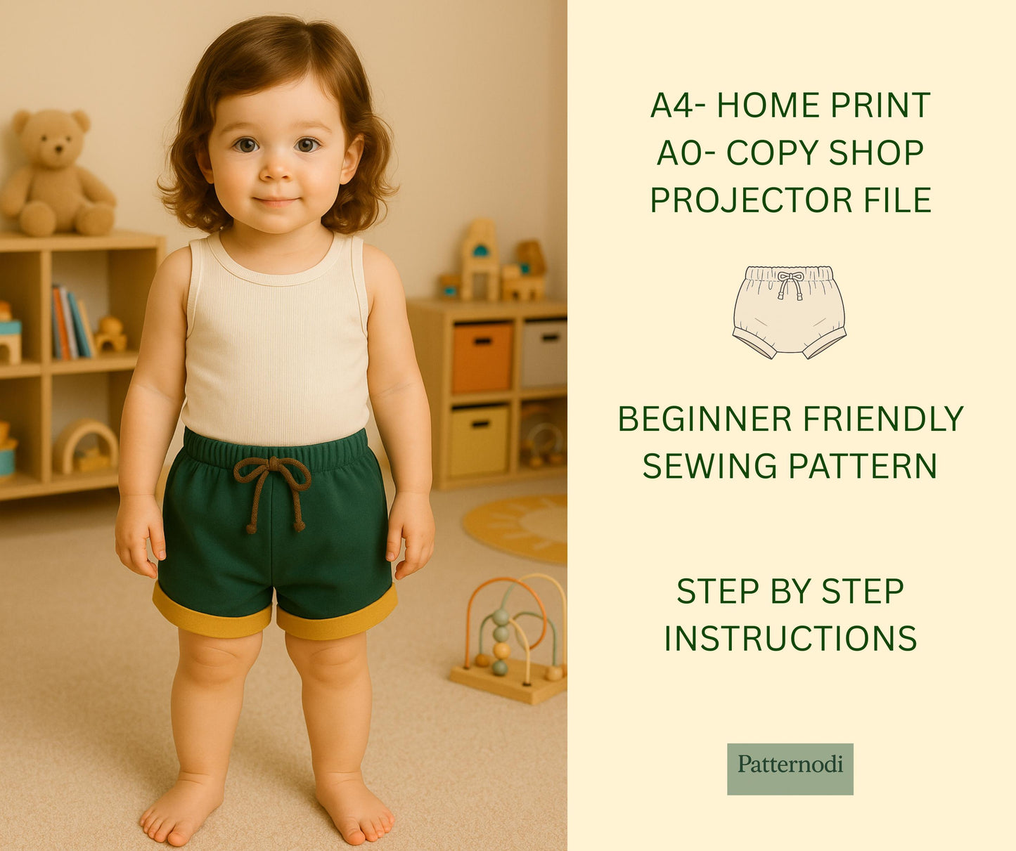 Baby Bloomer Pattern PDF Newborn–3 Years Easy Shorts Sewing A4 A0 Projector Files