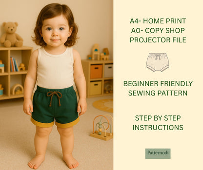 Baby Bloomer Pattern PDF Newborn–3 Years Easy Shorts Sewing A4 A0 Projector Files